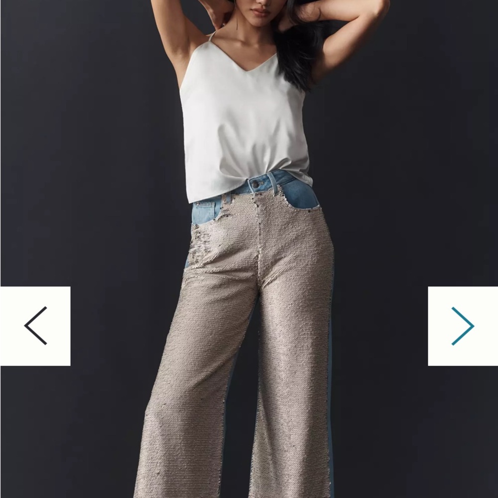 Pilcro Sequin High-Rise Wide-Leg Skater Jeans